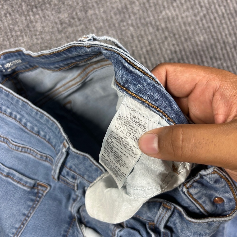 Old Navy Jeans Womens 12 Rockstar Mid Rise Distressed Skinny Regular Blue Denim - Picture 4 of 7